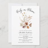 ベビーの開花水色フローラ春ベビーシャワー 招待状 (正面)