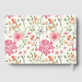 ベビーの開花水色ワイルドフラワーピンク金ゴールド ゲストブック (裏面)