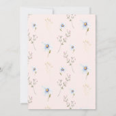 ベビーの開花水色ワイルドフラワーベビーシャワー 招待状 (裏面)
