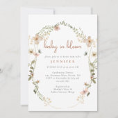 ベビーの開花水色ワイルドフラワーベビーシャワー 招待状 (正面)