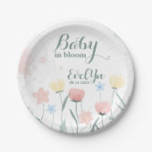 ベビーの開花水色ワイルドフラワー ペーパープレート (正面)
