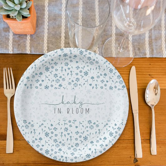 ベビーの開花男の子のシャワー ペーパープレート