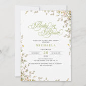 ベビーの開花素朴の赤ちゃんシャワー水の色葉の 招待状 (正面)