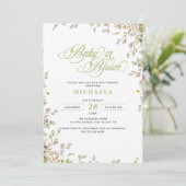 ベビーの開花素朴の赤ちゃんシャワー水の色葉の 招待状 (スタンド正面)