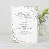 ベビーの開花素朴の赤ちゃんシャワー水の色葉の 招待状 (スタンド正面)