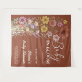 ベビーの開花背景ワイルドフラワーベビーシャワー タペストリー (正面(横))