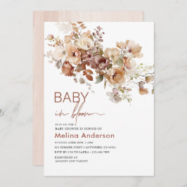 ベビーの開花花の水色ベビーシャワー 招待状