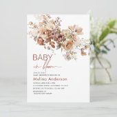 ベビーの開花花の水色ベビーシャワー 招待状 (スタンド正面)