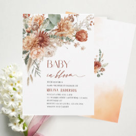 ベビーの開花花の水色ベビーシャワー 招待状