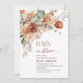 ベビーの開花花の水色ベビーシャワー 招待状 (正面)