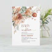 ベビーの開花花の水色ベビーシャワー 招待状 (スタンド正面)