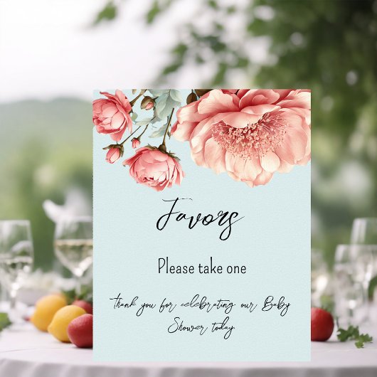 ベビーの開花花バラピンク赤ちゃんシャワーの好意 ポスター