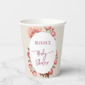 ベビーの開花花バラピンク赤ちゃんシャワー 紙コップ (裏面)
