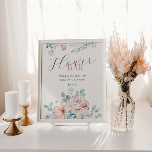 ベビーの開花花バーほこりっぽいブルーベビーシャワー ポスター