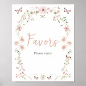 ベビーの開花蝶の赤ちゃんシャワーの好意 ポスター (正面)