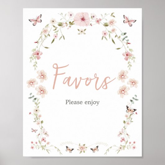 ベビーの開花蝶の赤ちゃんシャワーの好意 ポスター (正面)