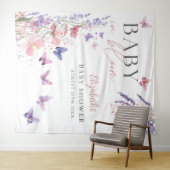 ベビーの開花蝶の赤ちゃんシャワー写真背景 タペストリー (インサイチュ(横))