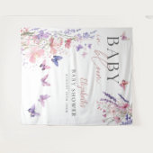 ベビーの開花蝶の赤ちゃんシャワー写真背景 タペストリー (正面(横))