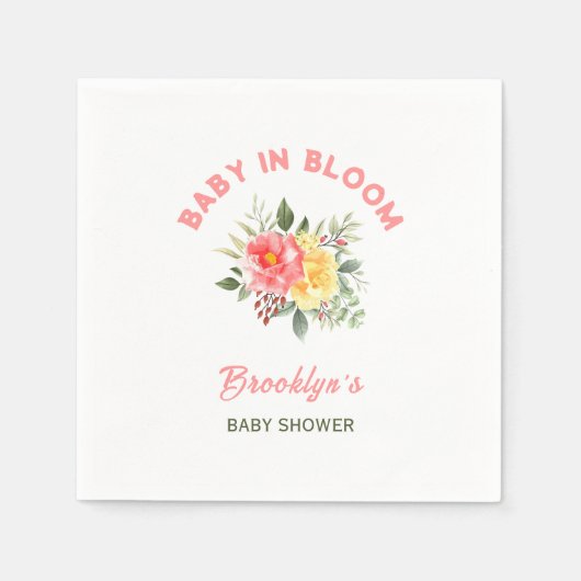 ベビーの開花赤ちゃんシャワーフローラ花植物学 スタンダードカクテルナプキン (正面)