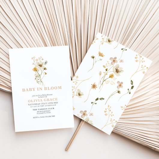 ベビーの開花野生の花の庭ベビーシャワー 招待状