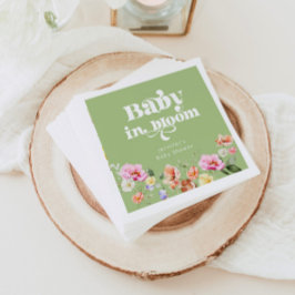 ベビーの開花野生の花の赤ちゃんシャワーグリーン スタンダードカクテルナプキン