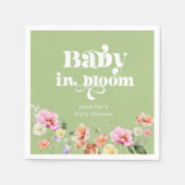ベビーの開花野生の花の赤ちゃんシャワーグリーン スタンダードカクテルナプキン (正面)
