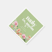 ベビーの開花野生の花の赤ちゃんシャワーグリーン スタンダードカクテルナプキン (角)