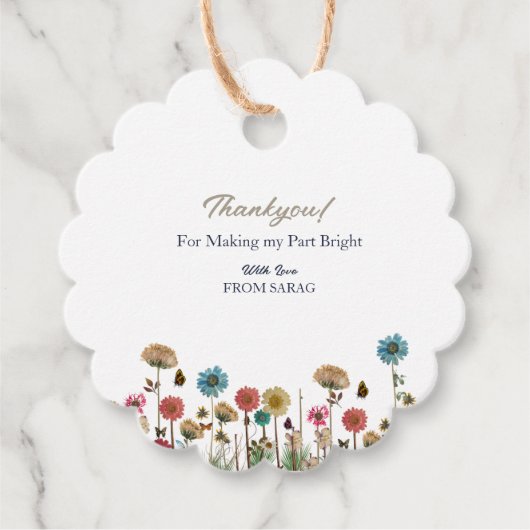 ベビーの開花野生の花の赤ちゃんシャワーサンキュー フェイバータグ (正面)