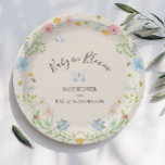 ベビーの開花野生の花フローラ蝶シャワー ペーパープレート<br><div class="desc">「開花のベビー」を持つ母親のために！ 柔ら自然かなパステルの色合い、水色絵を描、繊細な光と風通しの良いワイルドフラワーとハチや蝶に囲まれたリースとスクリプトタイポグラフィの手書き文字とあなたの母親の名前。国際的にライセンスを受けたアーティストでデザイナーのオードリー・ジャンヌ・ロバーツが制作し、グラフィカルにデザインしたアートの著作権。</div>