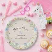 ベビーの開花野生の花フローラ蝶シャワー ペーパープレート (パーティー)