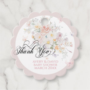 ベビーの開花野生の花蝶の赤ちゃんシャワー フェイバータグ