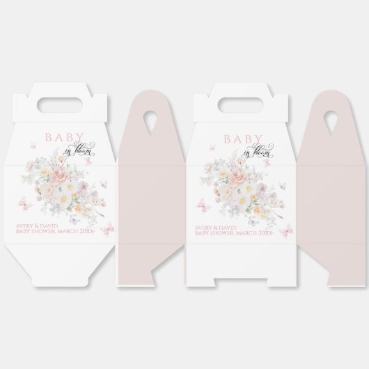 ベビーの開花野生の花蝶の赤ちゃんシャワー フェイバーボックス (見開き)