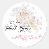 ベビーの開花野生の花蝶の赤ちゃんシャワー ラウンドシール (正面)