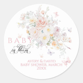 ベビーの開花野生の花蝶の赤ちゃんシャワー ラウンドシール