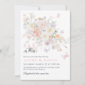 ベビーの開花野生の花蝶の赤ちゃんシャワー 招待状 (正面)