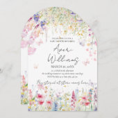 ベビーの開花野生の花蝶の赤ちゃんシャワー 招待状 (正面/裏面)