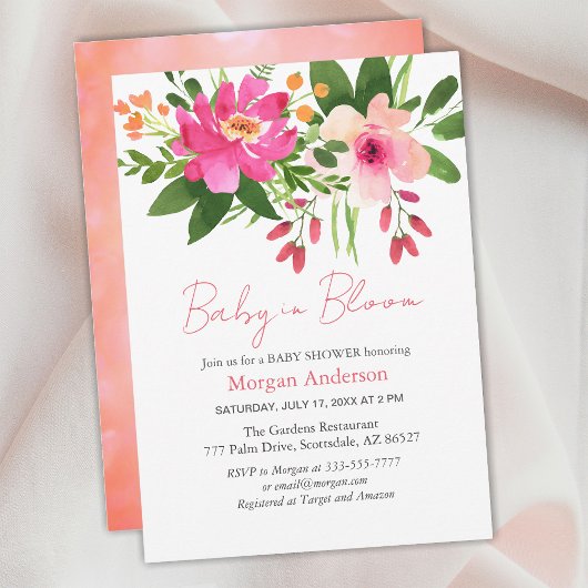 ベビーの開花、花、女の子または男の子のシャワー 招待状