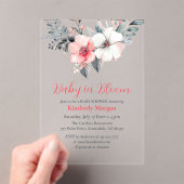 ベビーの開花、花、男の子または女の子の赤のシャワー アクリル招待状 (インサイチュ (ポータブル))