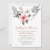 ベビーの開花、花、男の子または女の子の赤のシャワー 招待状 (正面)