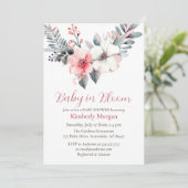 ベビーの開花、花、男の子または女の子の赤のシャワー 招待状 (スタンド正面)