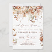 ベビーの開花Boho水の色のフローラベビーシャワー 招待状 (正面)