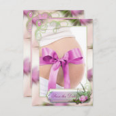 ベビーの隆起及びピンクのマグノリアの保存日付 セーブザデート (正面/裏面)