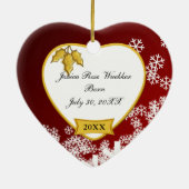 ベビーの雪のような赤い写真がクリスマス セラミックオーナメント (裏面)