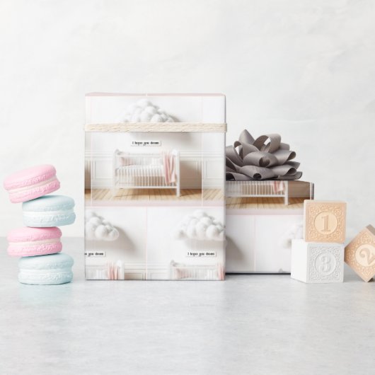 ベビーの雲のある子供部屋のベッド ラッピングペーパー (ベビーシャワー)