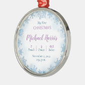 ベビーの非常に初めてのクリスマスの誕生の状態 メタルオーナメント (左)