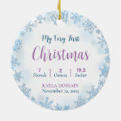 ベビーの非常に初めてのクリスマス写真誕生の状態 セラミックオーナメント (裏面)