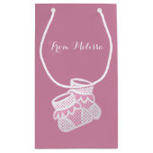 ベビーの靴下 – ピンク スモールペーパーバッグ (裏面)