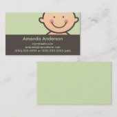 ベビーの顔の緑及びブラウンの名刺 名刺 (正面/裏面)