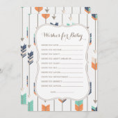 ベビーの願い弓矢シャワーネイビーオレンジ アドバイスカード (正面/裏面)