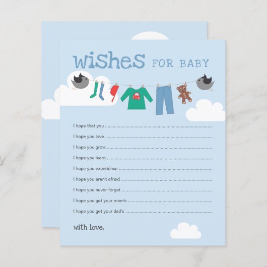 ベビーの願い赤ちゃんシャワー物干しアドバイスカード (正面/裏面)